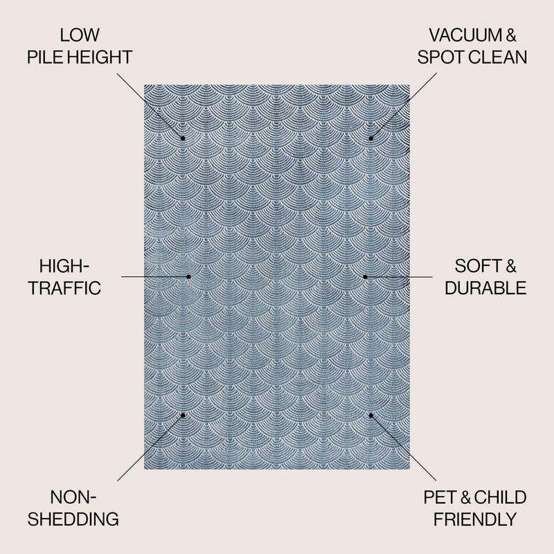 Porter Geometric Art Deco Fan Pattern High-low Area Rug
