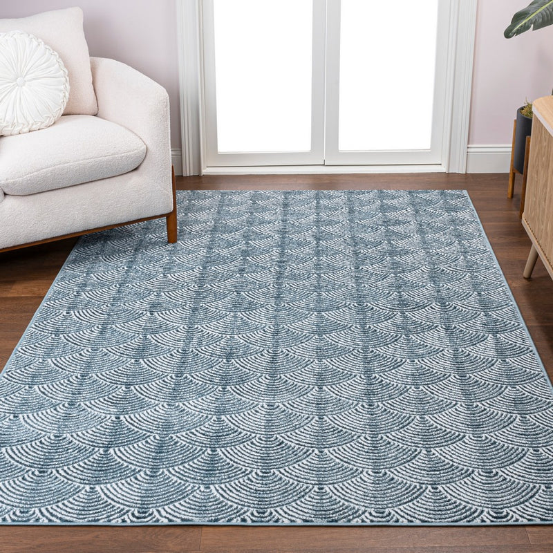 Porter Geometric Art Deco Fan Pattern High-low Area Rug