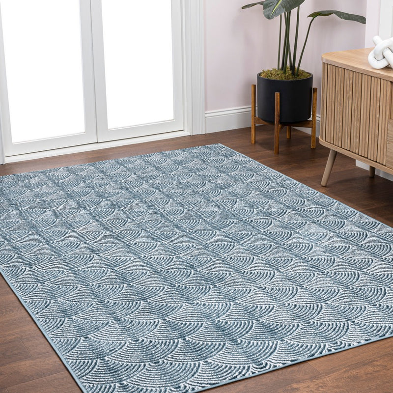 Porter Geometric Art Deco Fan Pattern High-low Area Rug