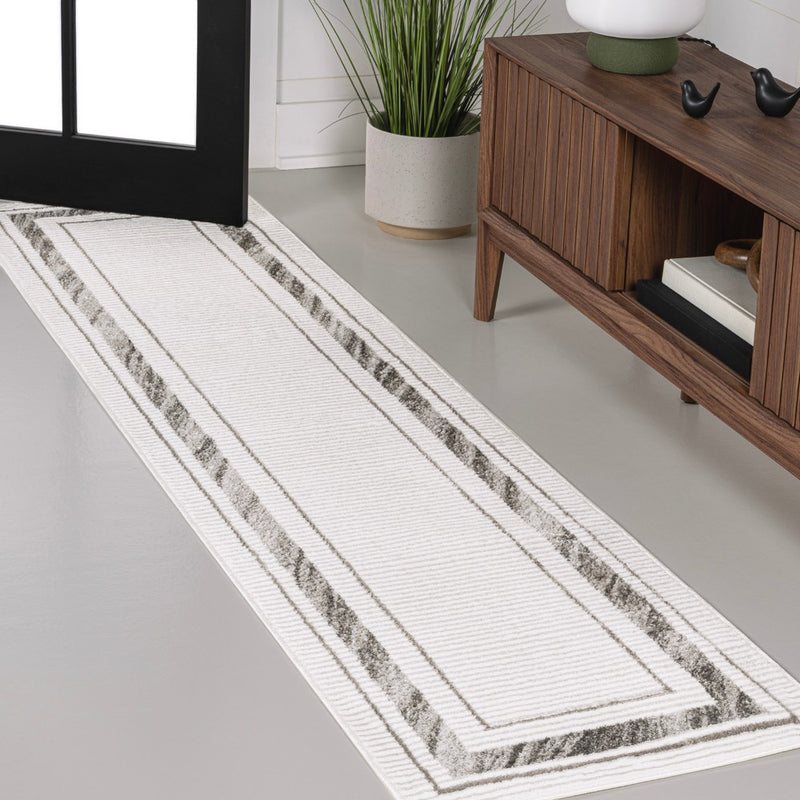 Athens Classic Border Marble Pattern High-low Area Rug