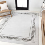 Athens Classic Border Marble Pattern High-low Area Rug