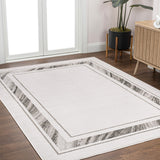 Athens Classic Border Marble Pattern High-low Area Rug