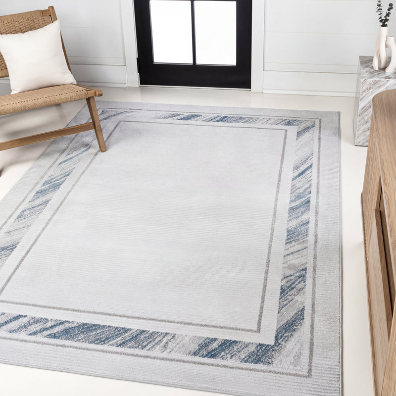 Athens Classic Border Marble Pattern High-low Area Rug