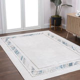 Athens Classic Border Marble Pattern High-low Area Rug