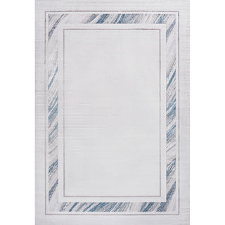 Athens Classic Border Marble Pattern High-low Area Rug