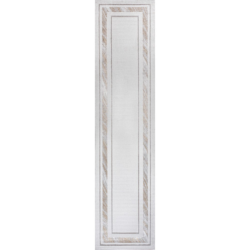 Athens Classic Border Marble Pattern High-low Area Rug