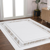 Athens Classic Border Marble Pattern High-low Area Rug