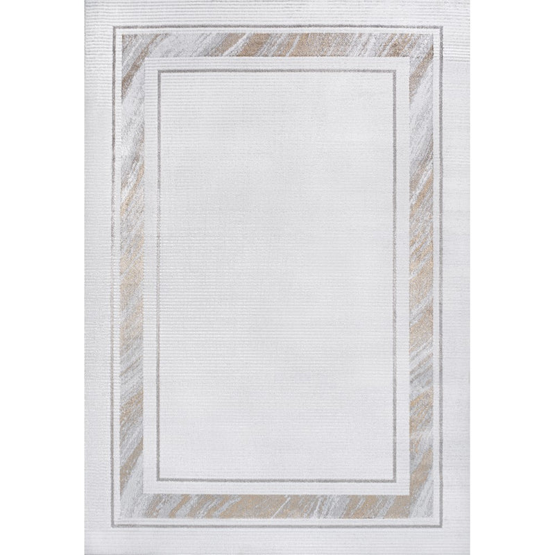 Athens Classic Border Marble Pattern High-low Area Rug