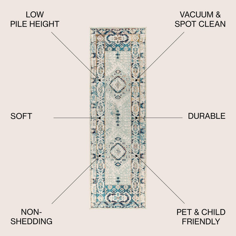 Osuna Diamond Vintage Medallion Area Rug