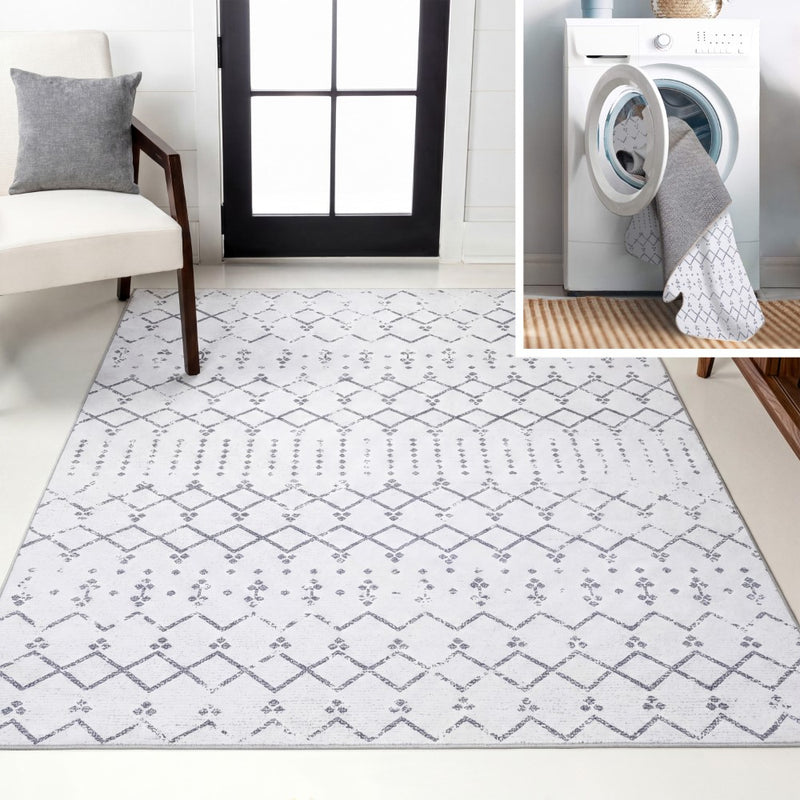 Leila Moroccan Diamond Trellis Machine-washable Area Rug