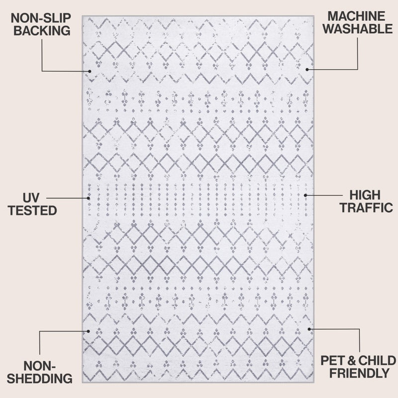 Leila Moroccan Diamond Trellis Machine-washable Area Rug