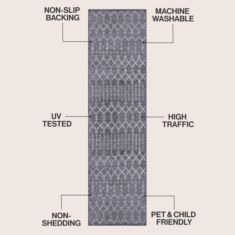 Leila Moroccan Diamond Trellis Machine-washable Area Rug