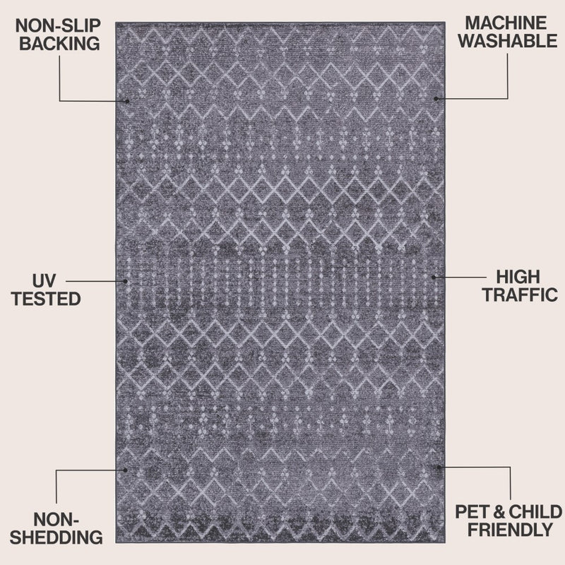 Leila Moroccan Diamond Trellis Machine-washable Area Rug