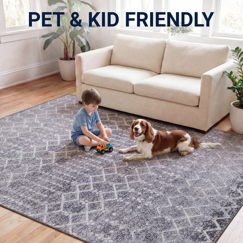 Leila Moroccan Diamond Trellis Machine-washable Area Rug