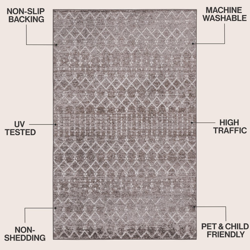 Leila Moroccan Diamond Trellis Machine-washable Area Rug