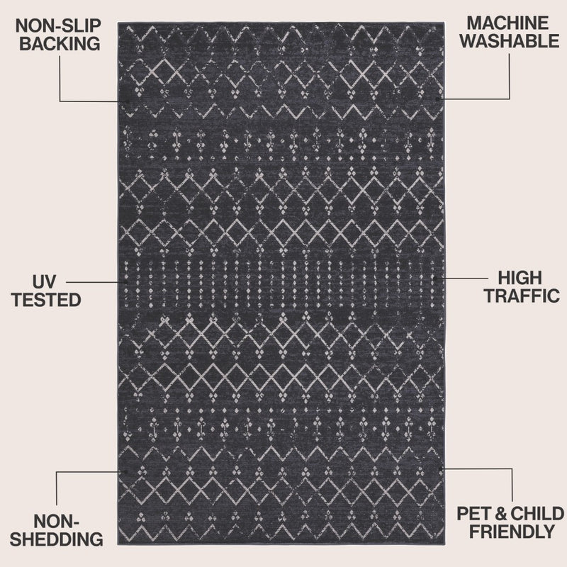 Leila Moroccan Diamond Trellis Machine-washable Area Rug