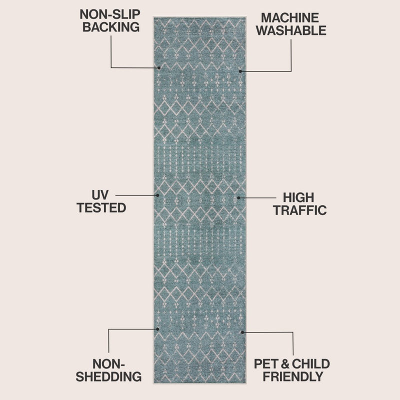 Leila Moroccan Diamond Trellis Machine-washable Area Rug