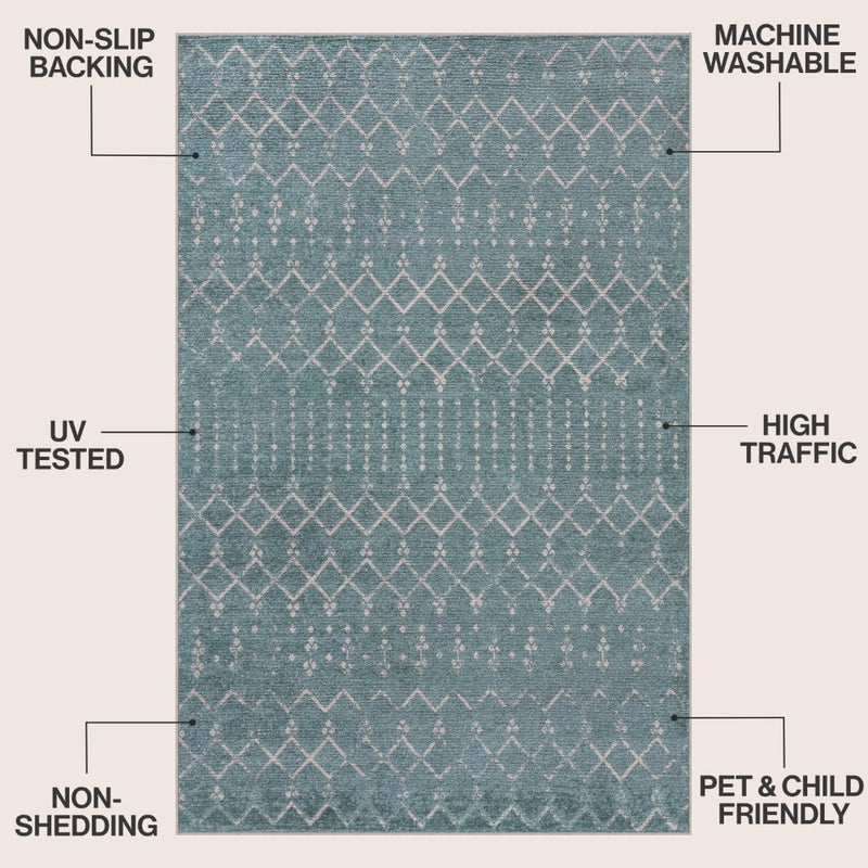 Leila Moroccan Diamond Trellis Machine-washable Area Rug