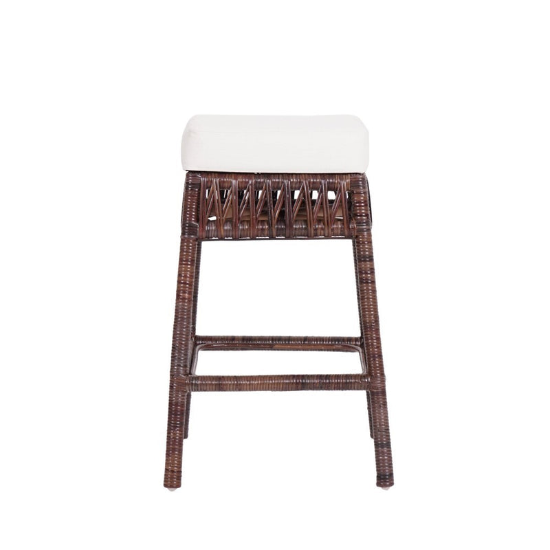 Bali Rustic Bohemian Hyacinth/Wood Backless Counter Stool - JONATHAN Y