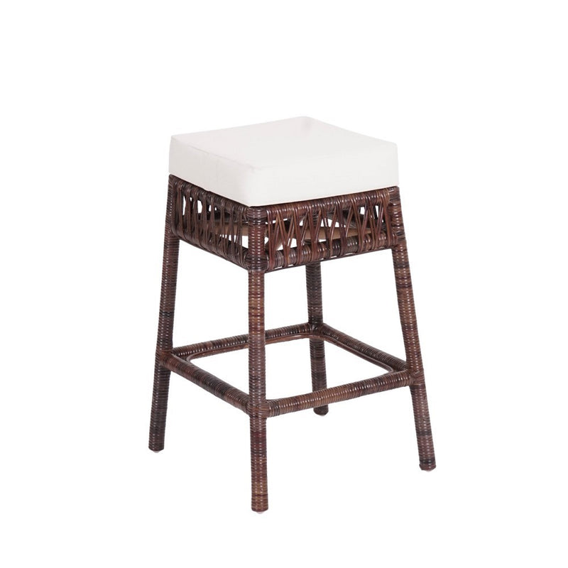 Bali Rustic Bohemian Hyacinth/Wood Backless Counter Stool - JONATHAN Y