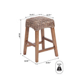 Maui Rustic Bohemian Hyacinth/Wood Backless Counter Stool
