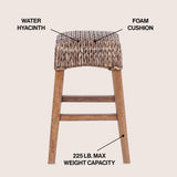 Maui Rustic Bohemian Hyacinth/Wood Backless Counter Stool