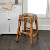 Maui Rustic Bohemian Hyacinth/Wood Backless Counter Stool
