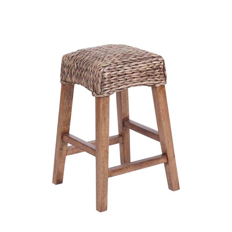 Maui Rustic Bohemian Hyacinth/Wood Backless Counter Stool