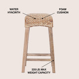 Maui Rustic Bohemian Hyacinth/Wood Backless Counter Stool