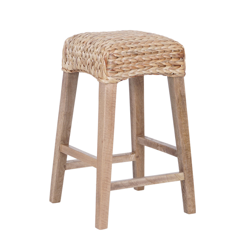 Maui Rustic Bohemian Hyacinth/Wood Backless Counter Stool