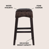 Maui Rustic Bohemian Hyacinth/Wood Backless Counter Stool