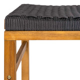 Armand 30" Modern Coastal Backless Acacia Wood Outdoor Bar Stool with Woven Rope Seat