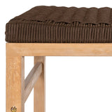 Armand 30" Modern Coastal Backless Acacia Wood Outdoor Bar Stool with Woven Rope Seat