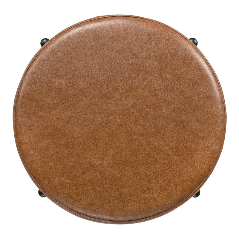 Paola Modern Minimalist Round Backless Metal/Vegan Leather Cushioned Bar Stool - JONATHAN Y