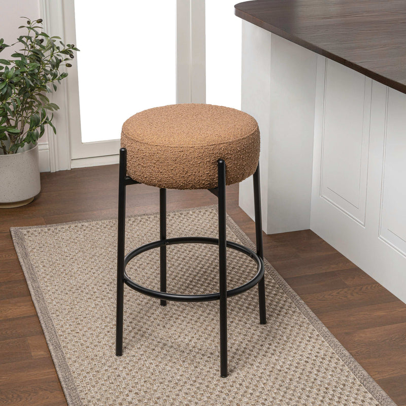 Paola Modern  Metal/Bouclé Cushioned Counter & Bar Stool - JONATHAN Y