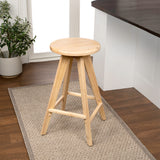 Ceren MidCentury Industrial Round Solid Wood Backless Counter Stool