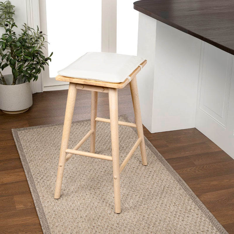 Peroni MidCentury Classic Saddle-Seat Solid Wood/Vegan Leather Backless Bar Stool with Removeable Cushion