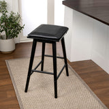 Peroni MidCentury Classic Saddle-Seat Solid Wood/Vegan Leather Backless Bar Stool with Removeable Cushion