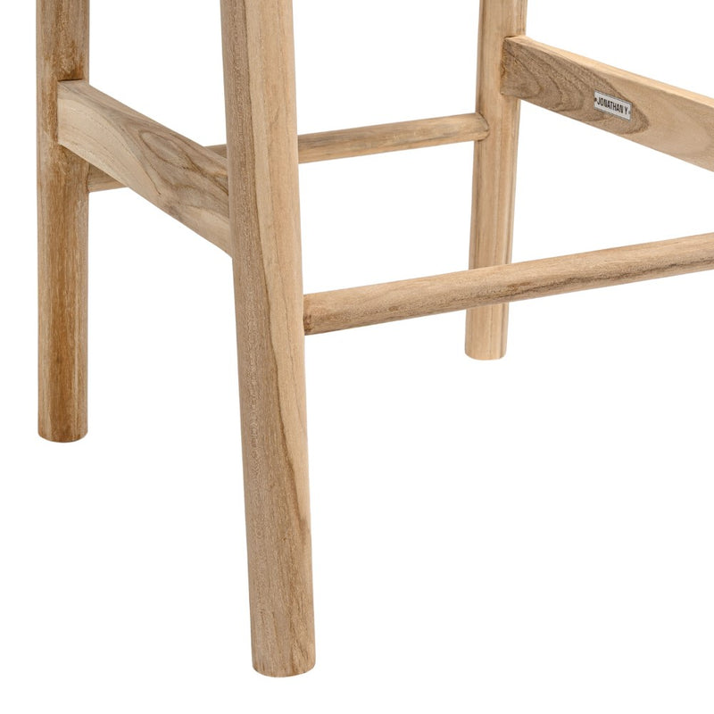 Armati Coastal Casual Handcrafted Teak Wood Backless Indoor/Outdoor Bar Stool with Synthetic Woven Seat