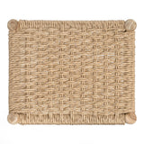 Armati Coastal Casual Handcrafted Teak Wood Backless Indoor/Outdoor Bar Stool with Synthetic Woven Seat
