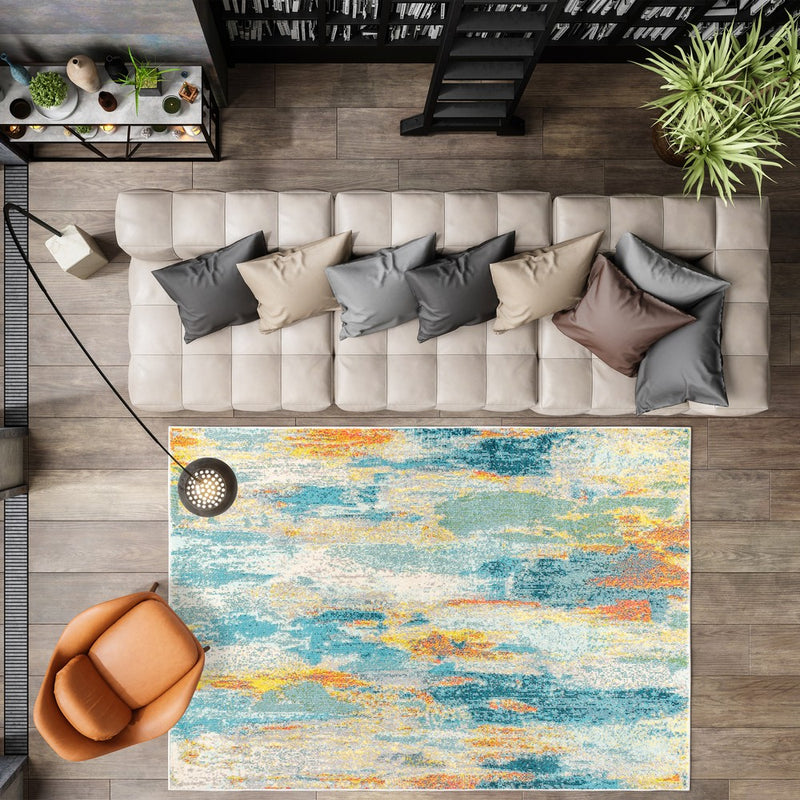 Contemporary Pop Modern Abstract Vintage Waterfall Area Rug