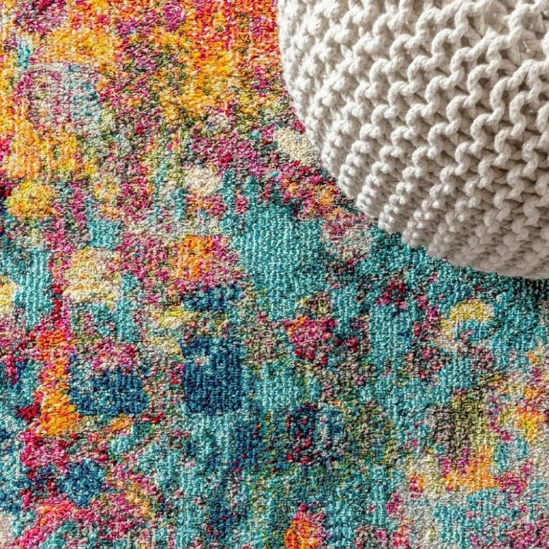 Inspired contemporary Pop Modern Abstract Area Rug Multi/Yellow / Runner / 2'3" X 8' – DETAIL