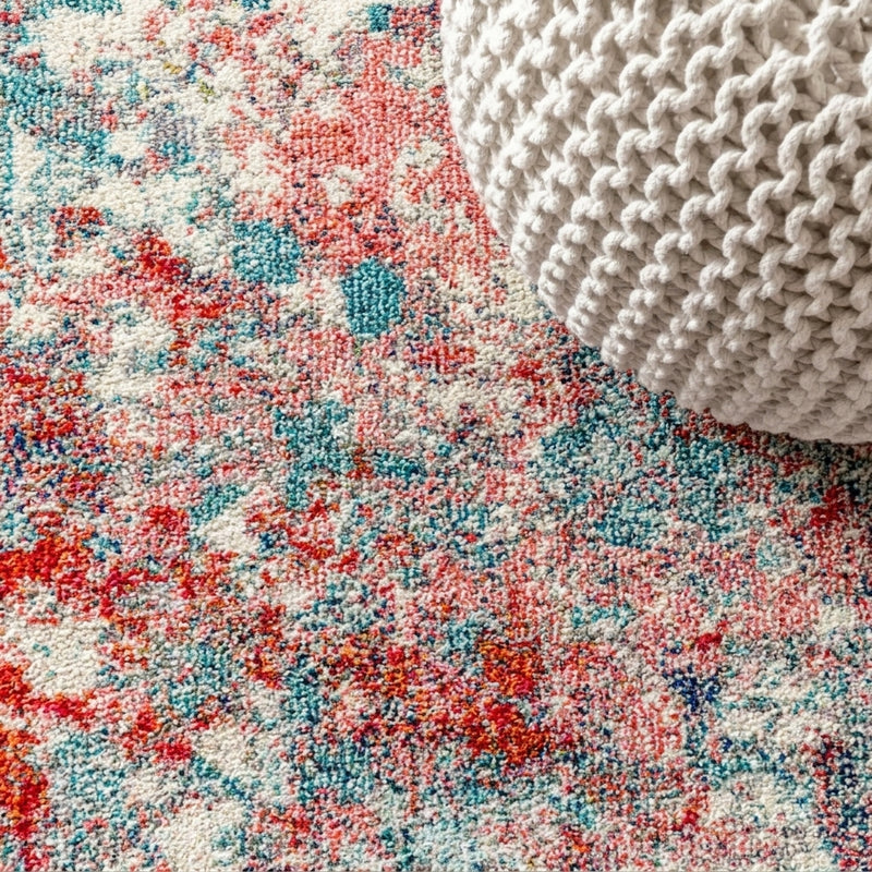 Inspired contemporary Pop Modern Abstract Area Rug Blue/Red / Runner / 2'3" X 8' – DETAIL