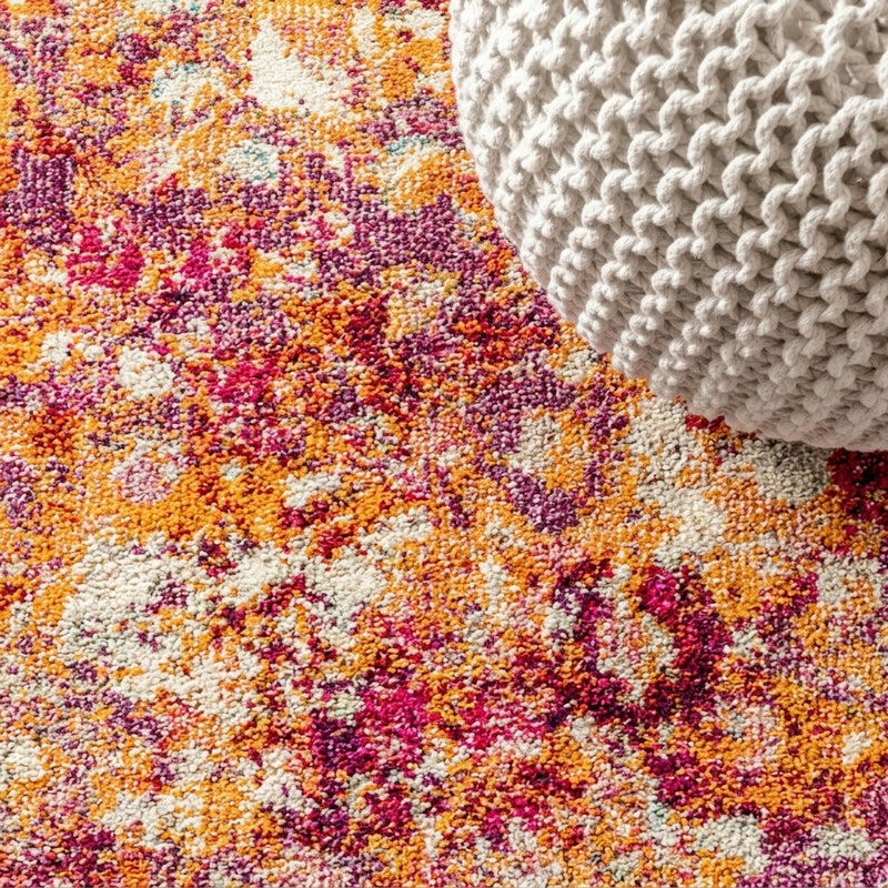 Inspired contemporary Pop Modern Abstract Area Rug Pink/Orange / Runner / 2'3" X 8' – DETAIL