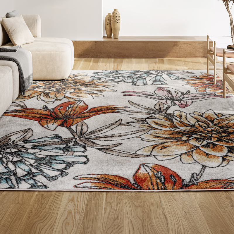 Giglio Modern Botanical Flower Area Rug