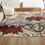 Dizi Modern Botanical Wildflower  Area Rug