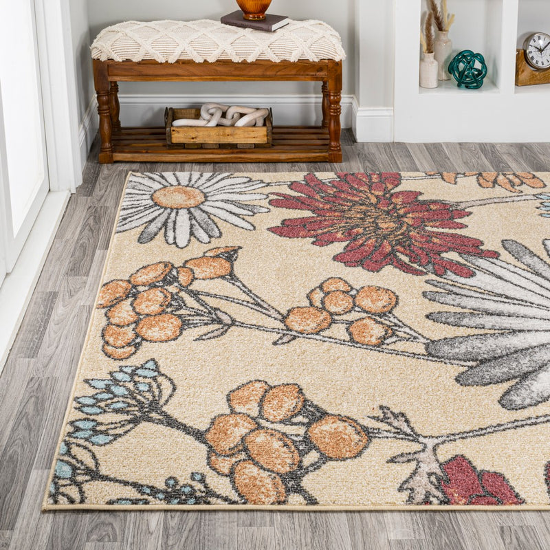 Dizi Modern Botanical Wildflower  Area Rug