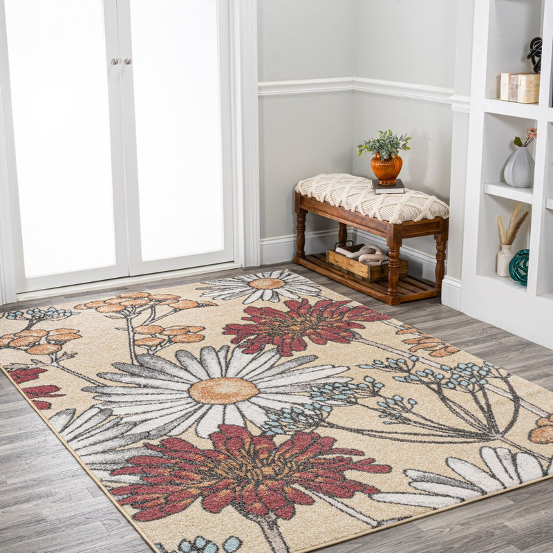 Dizi Modern Botanical Wildflower  Area Rug