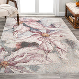 Pastello Modern Abstract Muted Flowers Area Rug