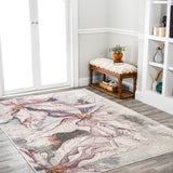 Pastello Modern Abstract Muted Flowers Area Rug